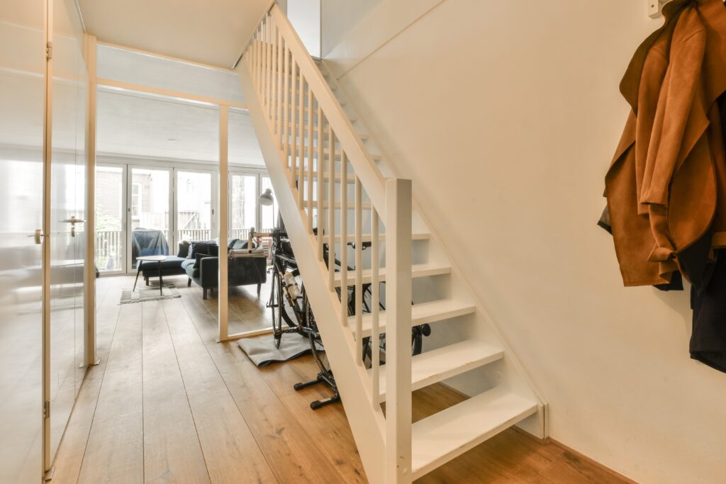 A narrow staircase in the concept of access difficulty when house moving